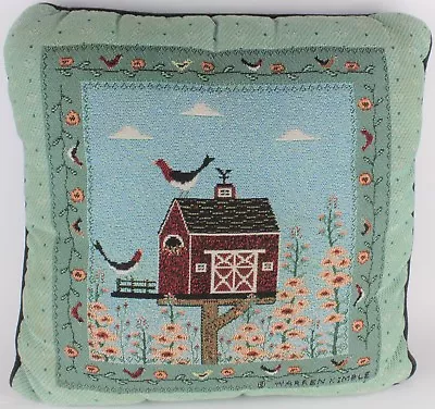 Warren Kimble Country Red Bird Barn House Floral Accent Decorative Throw Pillow • $18