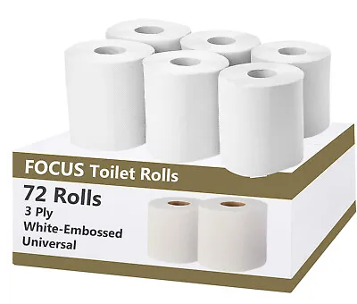 72 Toilet Rolls 3 Ply Bathroom Tissue Quilted Soft Clean Embossed Paper Bulk Buy • £17.99