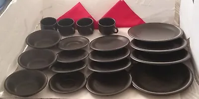 Vintage French *21-Piece Black Dinnerware Set*  ( N  Mark For Nevers France) • $250