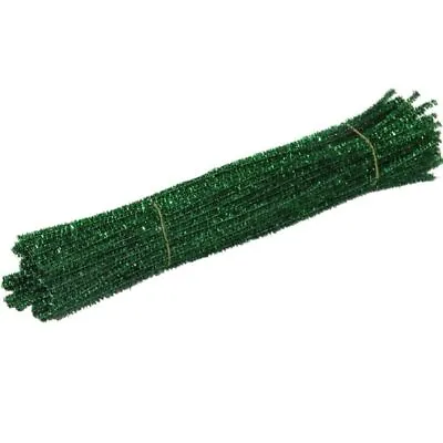 100pcs Glitter Chenille Stems Pipe Cleaners Plush Wired Sticks Kids DIY 30cm • £5.03