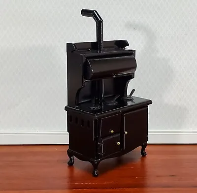 Dollhouse Kitchen Range Cabinet Stove Oven Black 1:12 Scale Miniature Wood • $23.99