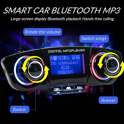 Car FM Wireless Bluetooth Transmitter MP3 Player USB Car Fast Charger Adapter • £13.99