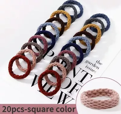 Seamless Cotton Hair Ties 20 Pack Ponytail Scrunchies Bands Square No Damage New • £3.82