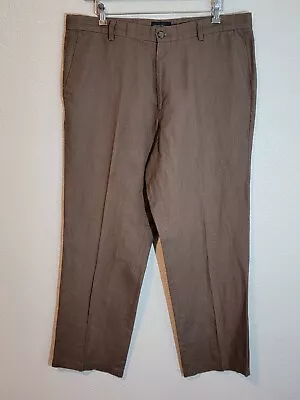 Dockers D3 Mens Dress Pants Size 38x32 Classic Tapered Flat Front Linen Brown • $10.99