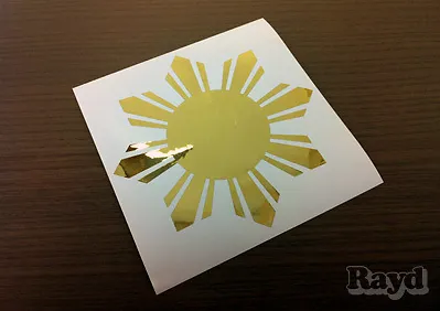 $6.99 • Buy (2x) Philippines Sun Sticker Die Cut Decal Metallized GOLD Film Stars Flag