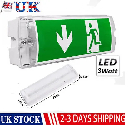 Led Emergency Light Bulkhead Exit Sign Ip65 Maintained Or Non Maintained • £12.69