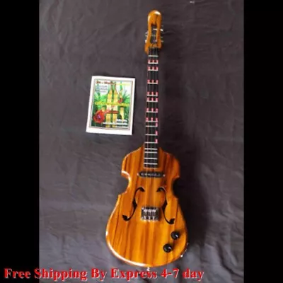 Electric Acoustic Harp Teak Wood Violin Shape Guitar Traditional Musical Craft • $339.98