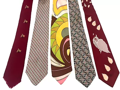 5 LOT 1940s Neck Ties 1950s Neckties 1930s Necktie 40s Ties Vintage 40's Tie • $14.99