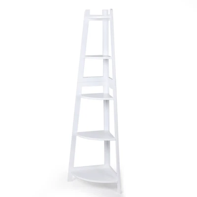 $73.99 • Buy Levede 5 Tier Corner Shelf Wooden Storage Home Display Rack Plant Stand White