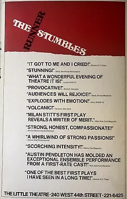 The Runner Stumbles   Long Running Critical Broadway Hit Play Window Card 1976  • $34.99