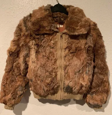 Vintage Rabbit Fur Bomber Jacket With CollarWomen’s Size Large • $140