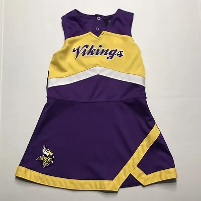 $25.99 • Buy Minnesota Vikings Girls Toddler Cheerleader Outfit NFL Size 4T Purple Gold SKOL