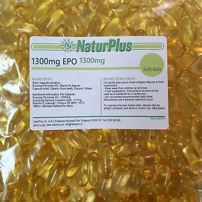 £21.99 • Buy Evening Primrose Oil Capsules 1300mg Omega 6 GLA 9% EPO Vitamin E - NaturPlus