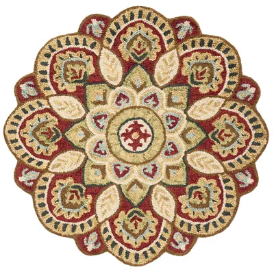 SAFAVIEH Transitional Country Hand Tufted Wool Area Rug Novelty Red & Taupe • $121.99