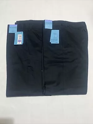 M&S 2 Pairs Boys Regular Leg Pure Cotton School Trousers (black) Size 13/14 Y • £17.95