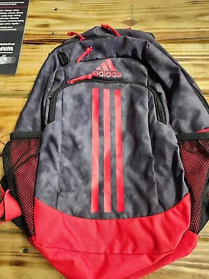 NEW Adidas  School Laptop Bag Backpack Sz 19x 12x 10 Black Gray & Red Unisex • $7.99