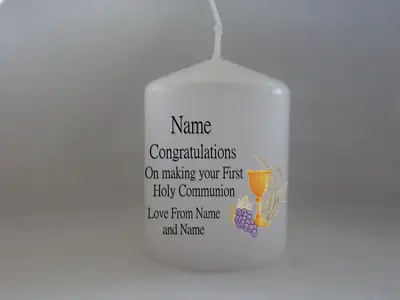 Unique Personalised First Holy Communion Candle Gift • £6