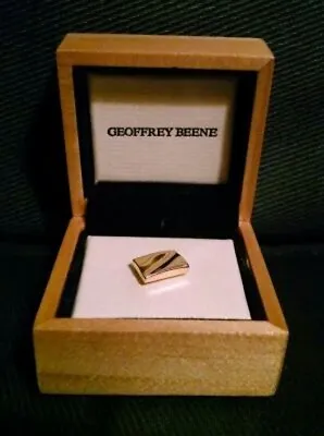 $4 • Buy Geoffrey Beene Wood-boxed Man's Gold Tie Tack, Very Bright Polished Gold Color.