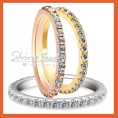 $6.99 • Buy 18k Gold Gf Simulated Diamond Anniversary Engagement Wedding Eternity Band Ring