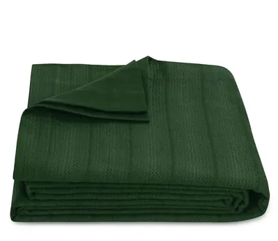 Matouk Augusta KING Matelasse Coverlet Blanket Cover Solid Dark Green 92x112  • $224.99