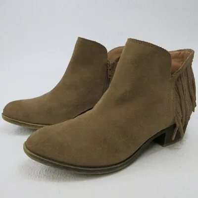 Lucky Brand Suede Leather Fringe Boots Shoes Womens Footwear Kicker Wester 7.5 M • $94.94