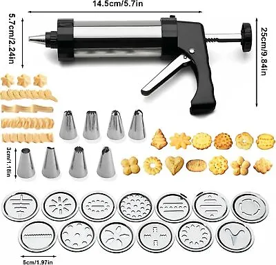 22pc Biscuit Maker Shaper Decorating Set Cookie Press Pump Machine Cake Cutter！ • £11.43