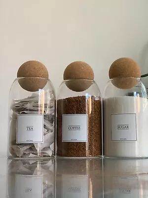 £29.99 • Buy Tea Coffee Sugar Canisters Set Of 3 Tea Sugar Coffee Containers Kitchen Storage