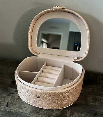 A New Day Jewelry Case With Interior Jewelry Organizer And Mirror –Rose Gold-GC • $12.50