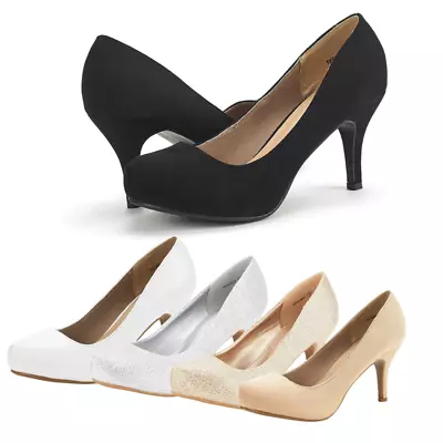 Women Low Stilettos Heel Round Toe Slip On Wedding Party Dress Pump Shoes • $25.99