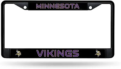 Minnesota Vikings Black Metal License Plate Frame Chrome Tag Cover 6x12 Inch • $18.99