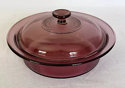 1992 Corning Vision Cranberry 2.5-Qt. Round Baker W/Lid V-33-B EUC • $32.99