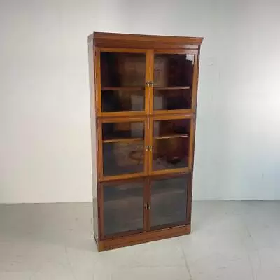 VINTAGE 1950s ESAVIAN GLAZED MAHOGANY MODULAR  BOOKCASE CABINET INDUSTRIAL#4130b • £549