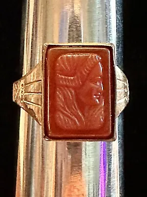 Vintage Carved Carnelian Maiden Ring 10k Gold Plated Ring • $144