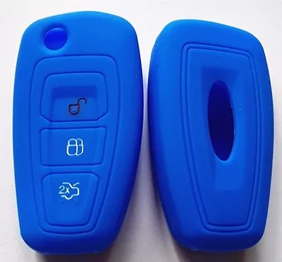 Blue Silicone Car Flip Key Cover Suit Ford Ranger Focus Fiesta Mondeo 2012 2013 • $8.99