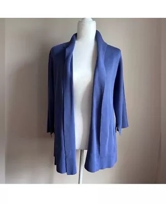 Eileen Fisher Silk Blend Blue Drapey Waterfall Cardigan Size Med • $29