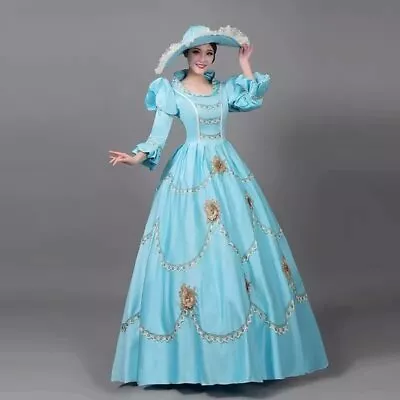 Women Medieval Marie Antoinette Rococo Victorian Long Dress Mary Party Costume • $154.69