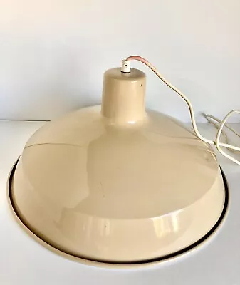 Vintage Mid Century Beige Benjamin Industrial Metal Ceiling Pendant Light 16  • $73.26