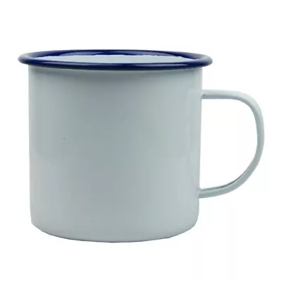 White Metal Enamel 9cm Mug Cup Retro Camping Outdoor Coffee Tea Falcon Picnic • £10.89