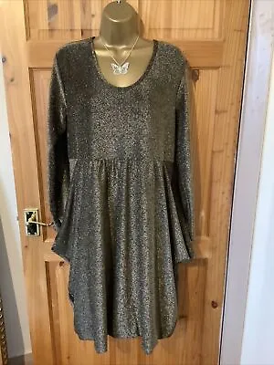 Ladies Kurt Mullen Gold Sparkle Tulip Style Dress Size M/L • £0.99
