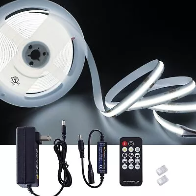 24V Dimmable COB LED Strip Light Kit 16.4FT UL-Listed 5000K (Day Light) 12W/M • $36