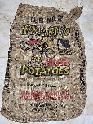 Vintage Burlap Potato Sack  Ida-Tried  Russet Potatoes • $15