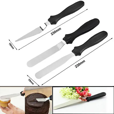 Set Of 3 Stainless Steel Spatula Palette Knife Cake Decorating Smooth Tools Kit • £2.95