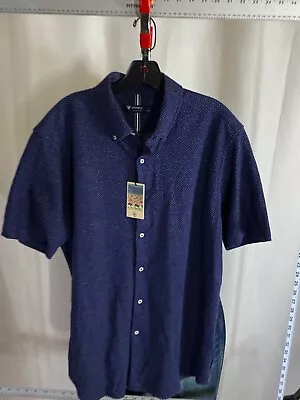 NWT Daniel Cremieux Bluish Polka Dot SHORT SLEEVE BUTTON UP SHIRT Large L  • $13.75