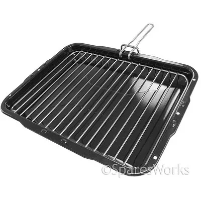 Zanussi Premium Vitreous Enamel Grill Pan & Detachable Slide Handle 385X300mm • £29.49