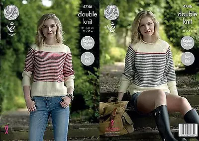 King Cole 4746 Knitting Pattern Womens Raglan Sweaters In Merino Blend DK • £4.59