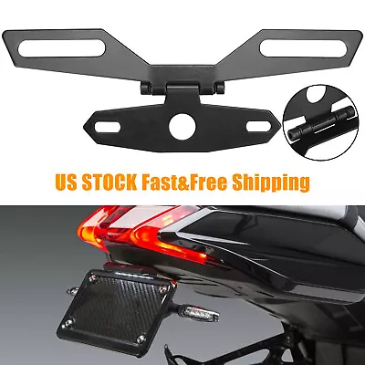 Universal Motorcycle Folding License Plate Bracket Rear Tail Light Holder Mount • $7.98