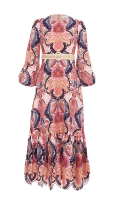 $550 • Buy Zimmermann Laurel Billow Emb Midi Dress In Navy Baroque Floral Size 3 SOLD OUT