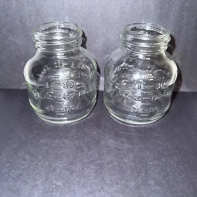 Set Of 2 Jars 90 ML  3 Oz Short Small No Lids Clear Glass  Crafts Vase • $5.99