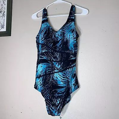 $12.99 • Buy Swimsuits For All Blue Floral Print One Piece Swim Suit Plus Size 18 Tropical