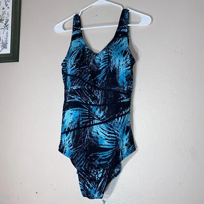 $12.99 • Buy Swimsuits For All Blue Floral Print One Piece Swim Suit Plus Size 18 Tropical
